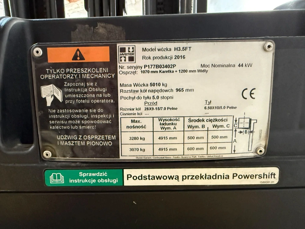 Hyster H3.5FT – LPG vysokozdvižný vozík 3,5 t, Triplex