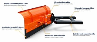 Sněhová radlice na vidlice VZV 1800 mm – s kopírováním terénu
